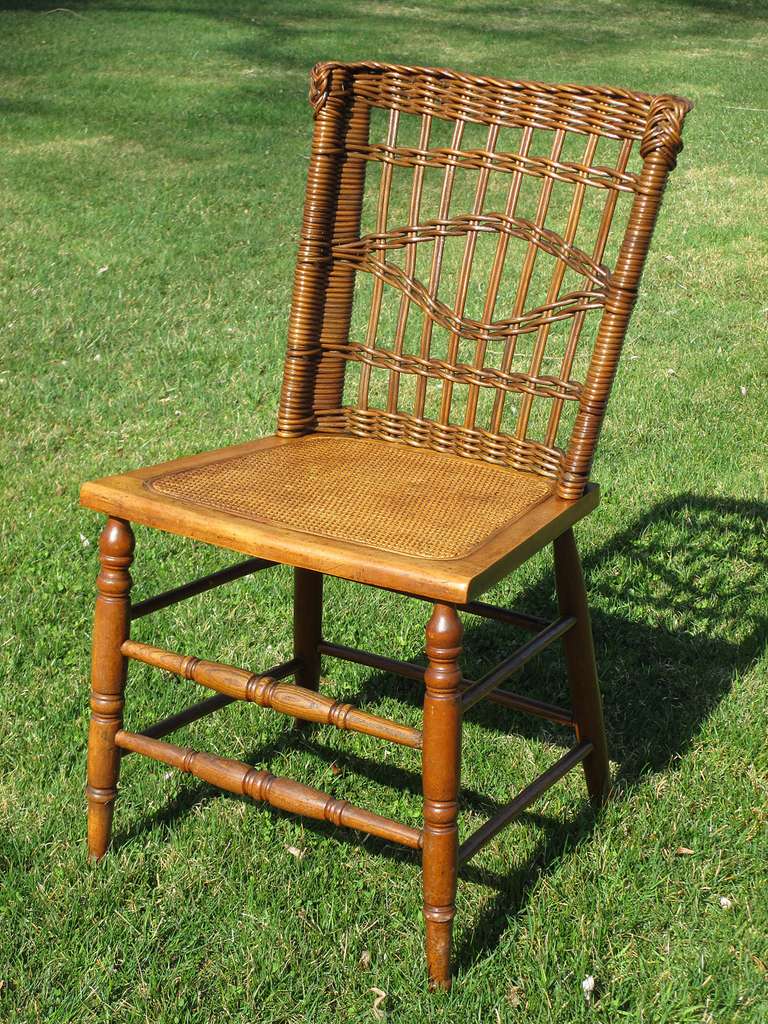 Set Of Six Matching Early Wicker Dining Chairs at 1stDibs