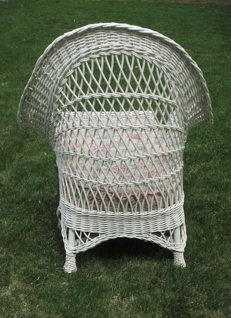 Bar Harbor Wicker Chaise Lounge In Excellent Condition For Sale In Sheffield, MA