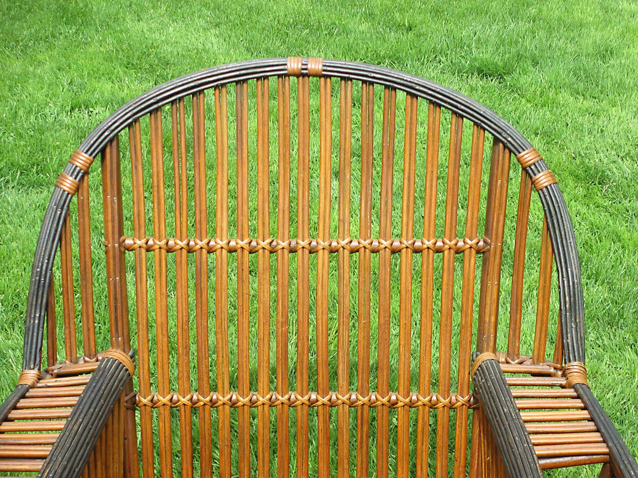 Stick Wicker Armchair and Ottoman 1