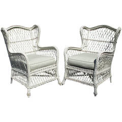 Matching Pair Bar Harbor Wicker Wingchairs