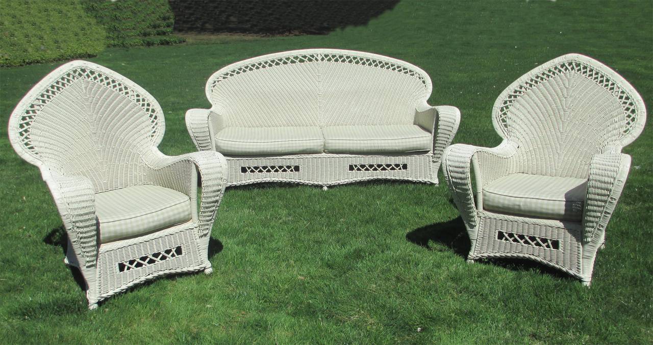 Three-Piece High Style Art Deco Wicker Set
