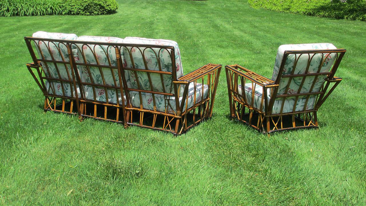 Two-Piece Stick Wicker / Rattan Set In Excellent Condition For Sale In Sheffield, MA