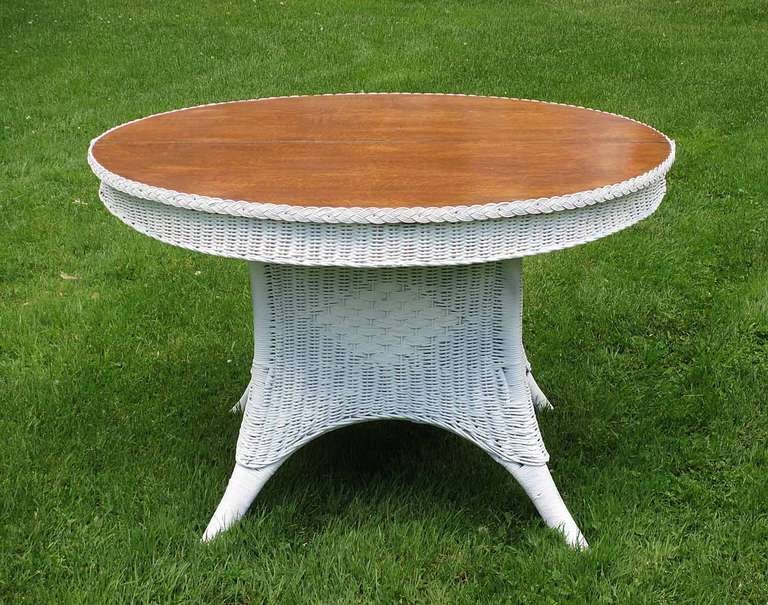 Art Deco Wicker Extension Dining Table