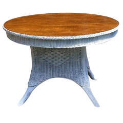 Art Deco Wicker Extension Dining Table