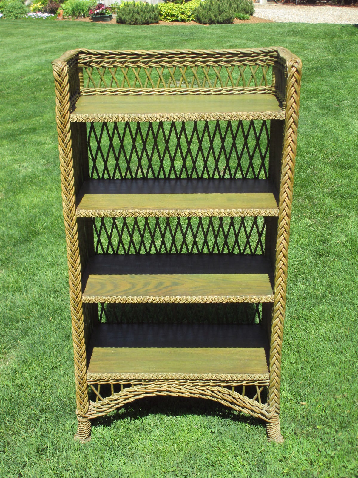 vintage wicker bookcase