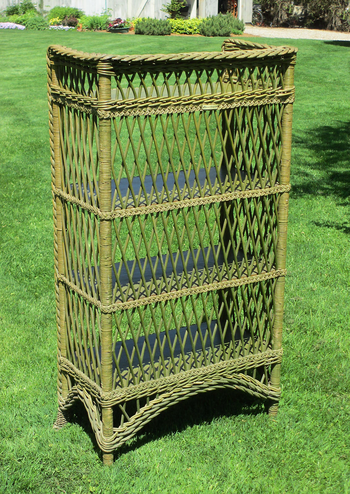 wicker bookcase vintage
