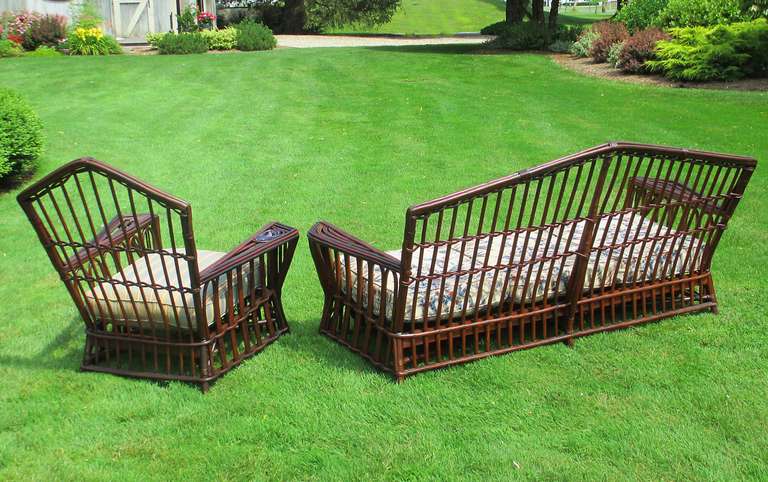 American Two-Piece Stick Wicker Set For Sale