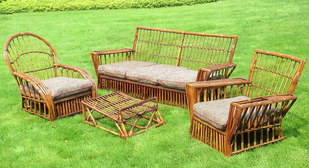 Four-Piece Stick Wicker or Rattan Suite