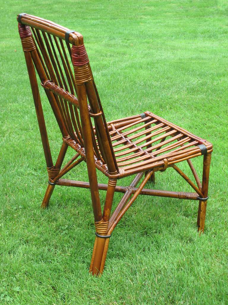 Set of Four Stick Wicker Dining Chairs 1