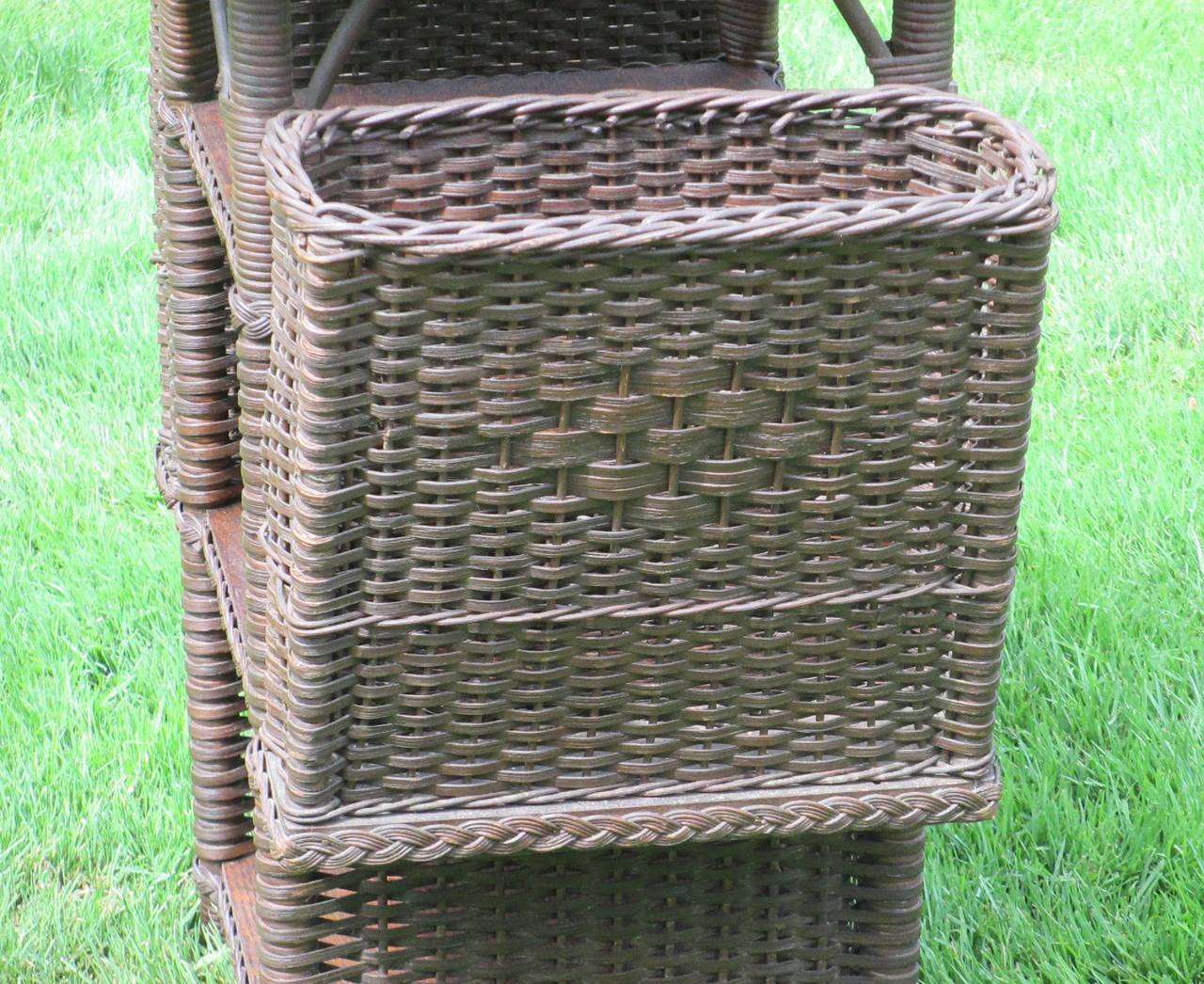 Woven Art Deco Wicker Table For Sale