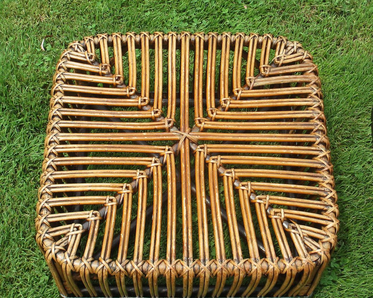 Stick Wicker Armchair and Ottoman 3