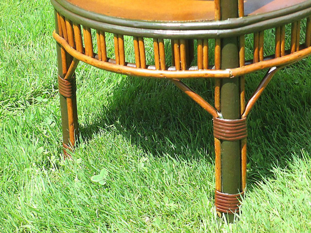 20th Century Stick Wicker End Table