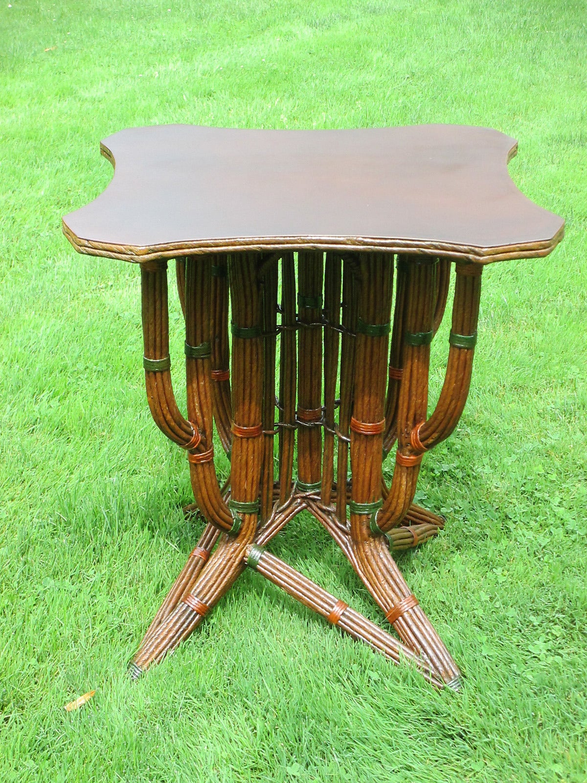 American Art Deco Wicker Table For Sale