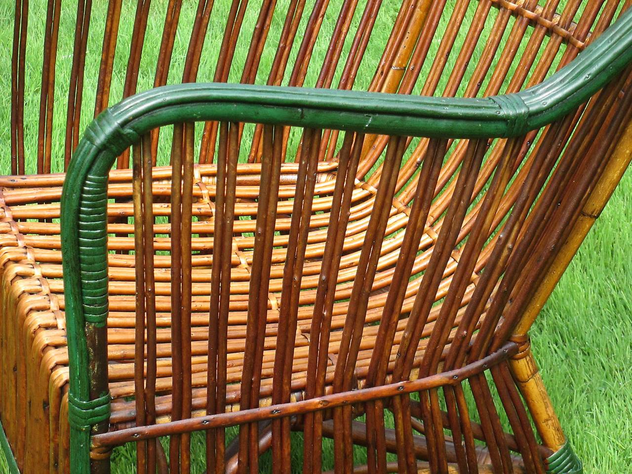 20th Century Set of Three Stick Wicker Armchairs