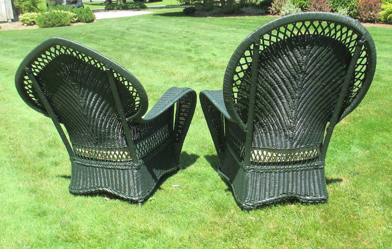 Woven Three-Piece High Style Art Deco Wicker Suite For Sale