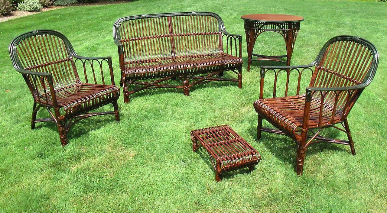 Five-Piece Stick Wicker or Rattan Set