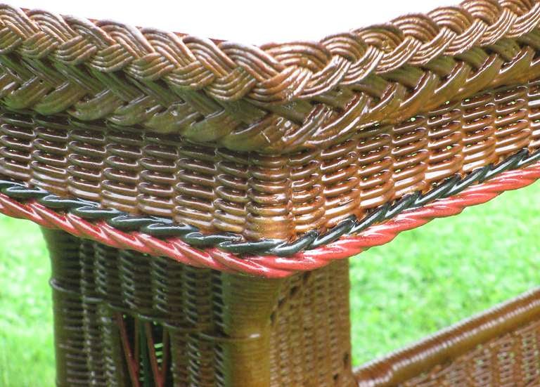 Woven Art Deco Wicker Library/Dining Table For Sale