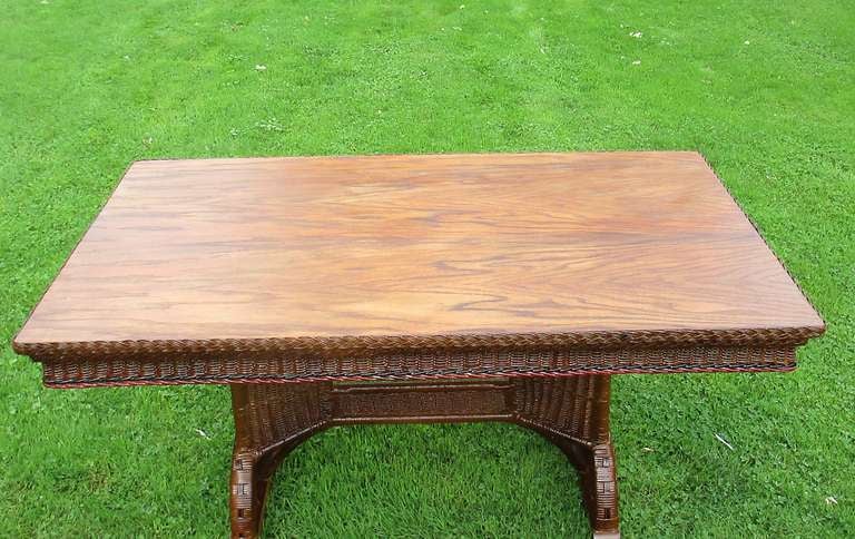 Art Deco Wicker Library/Dining Table For Sale 1