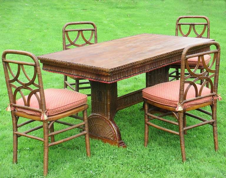 Art Deco Wicker Library/Dining Table For Sale 2