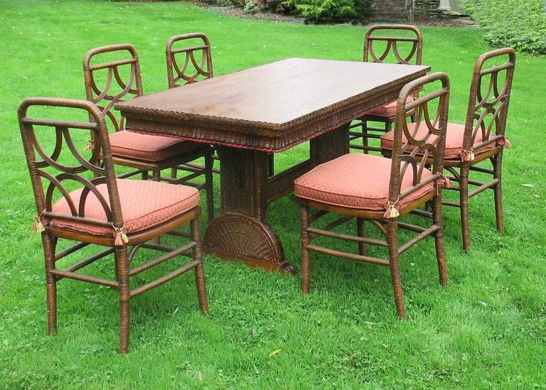 Art Deco Wicker Library/Dining Table For Sale 3