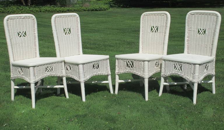 Set of Four Art Deco Wicker Dining Chairs