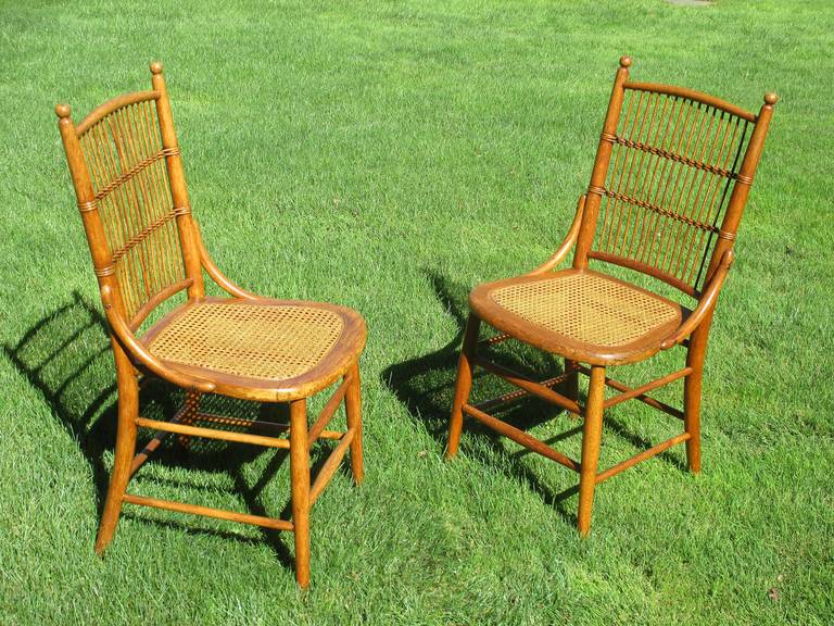 Woven Matching Pair Wicker Side Chairs