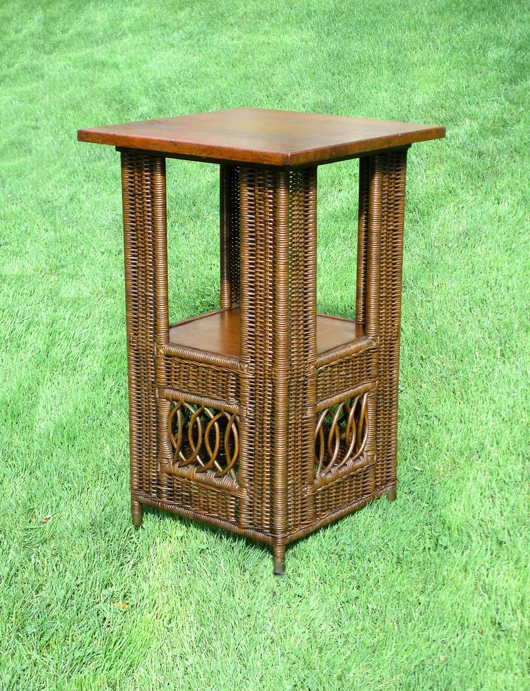 Mission Wicker Table For Sale at 1stDibs