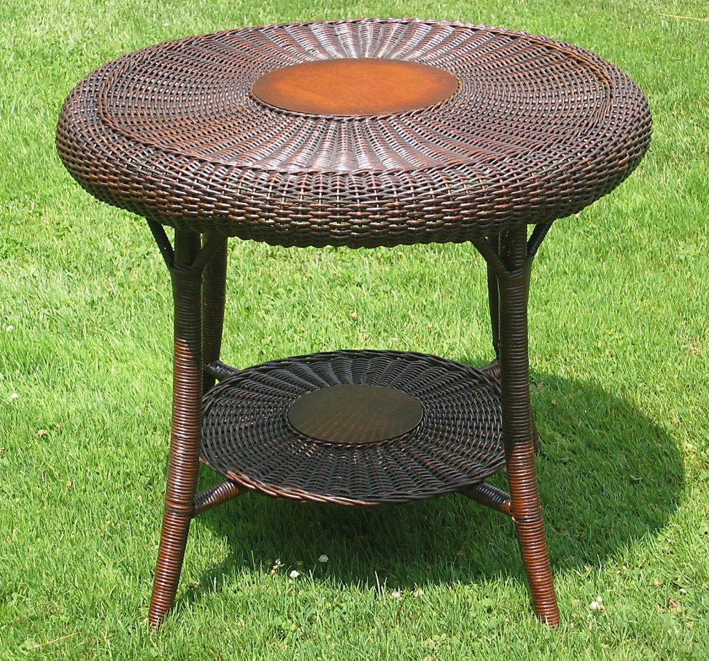 Serpentine Rolled Round Wicker Table