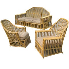 THREE-PIECE STICK WICKER SUITE