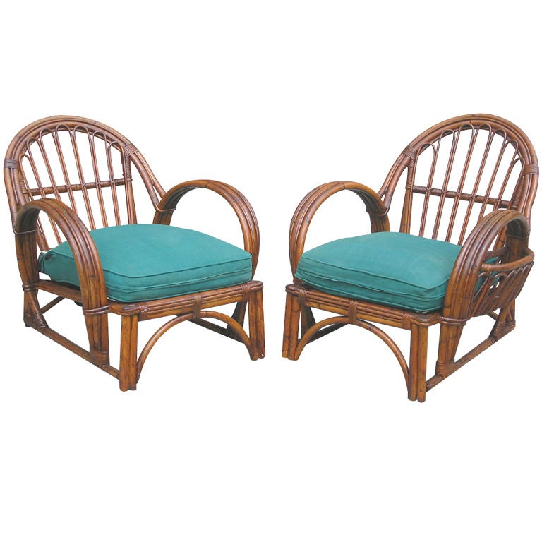 Pair Rattan Armchairs at 1stDibs