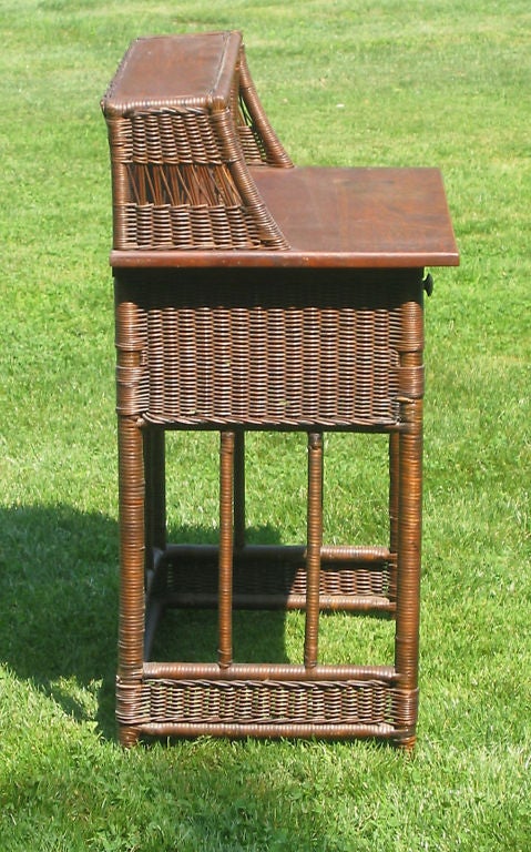 American Wicker Wrting Table/Dressing Table For Sale