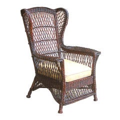 Antique BAR HARBOR WICKER WINGBACK CHAIR