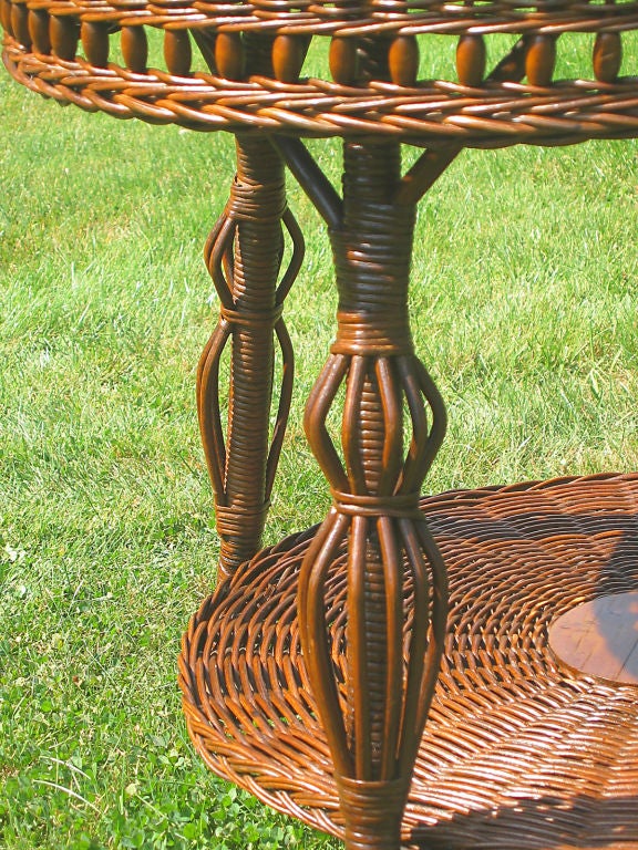 Victorian Serpentine Rolled Wicker Table For Sale 1