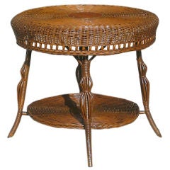 Antique Victorian Serpentine Rolled Wicker Table