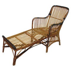 Antique Stick Wicker Chaise Lounge