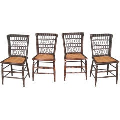 Antique SET OF FOUR WICKER DINING CHAIRS