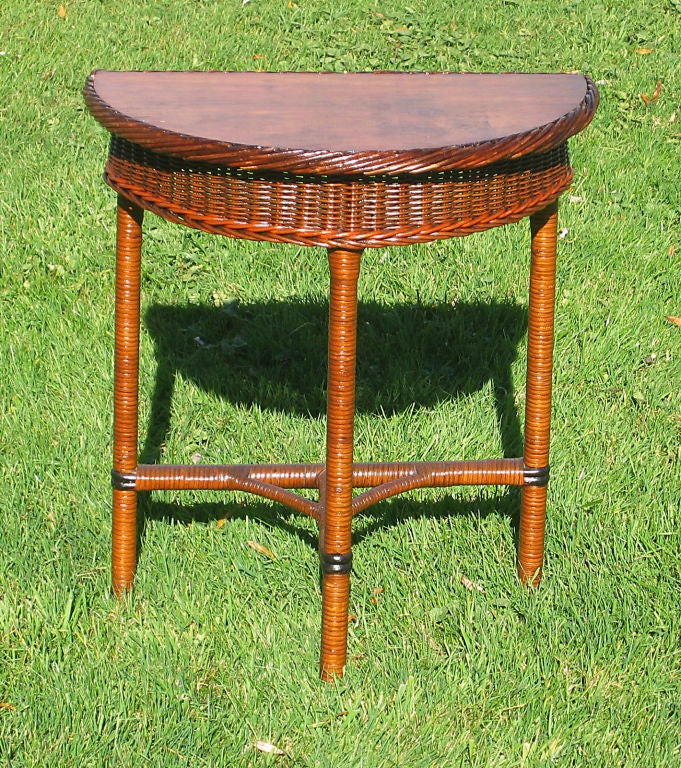 ART DECO DEMI-LUNE WICKER TABLE