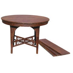 WICKER EXTENSION DINING TABLE WITH 3 LEAVES