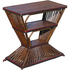 Antique STICK WICKER 3-TIER END TABLE