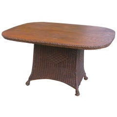 Antique Art Deco Wicker Dining Table