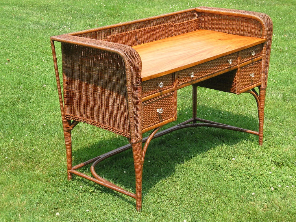ART DECO WICKER DESK/SERVER