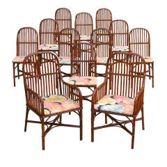 Antique Set Of Twelve Stick Wicker Dining Chairs