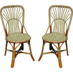 MATCHING PAIR FRENCH WICKER BISTRO CHAIRS