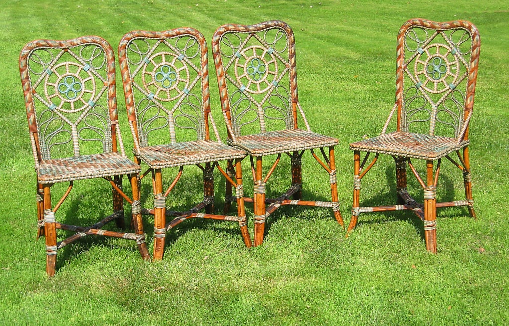SET OF FOUR FRENCH WICKER BISTRO CHAIRS at 1stDibs
