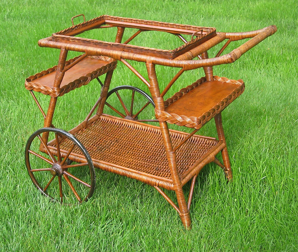 American Wicker Tea Cart