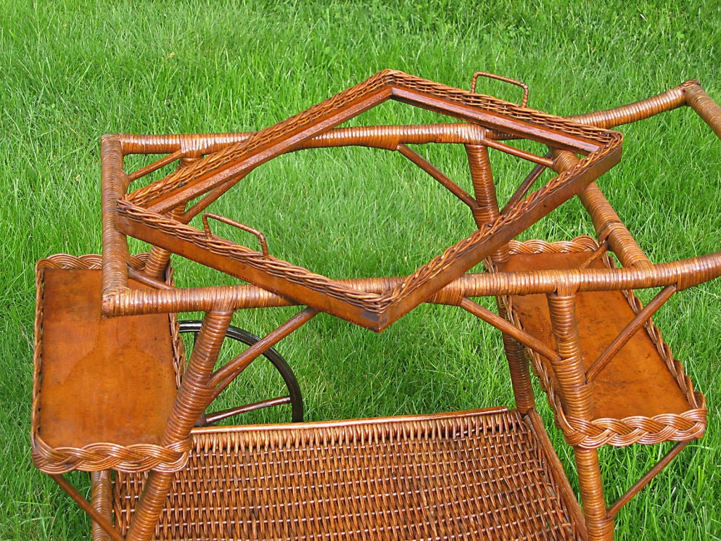 Wicker Tea Cart In Excellent Condition In Sheffield, MA