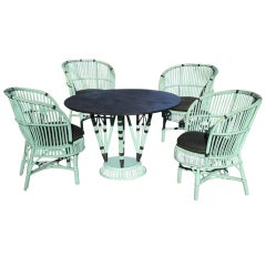 Antique Five-Piece Stick Wicker Dining Set