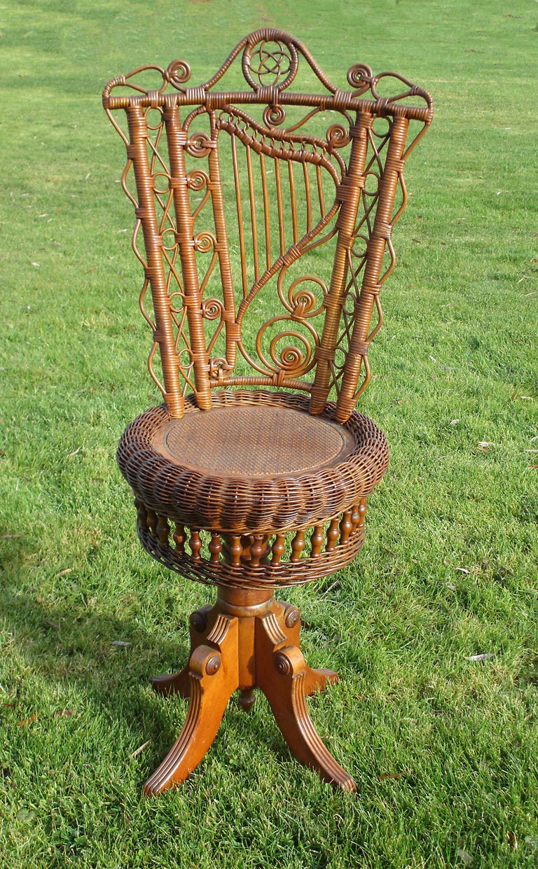Victorian Wicker Piano Stool