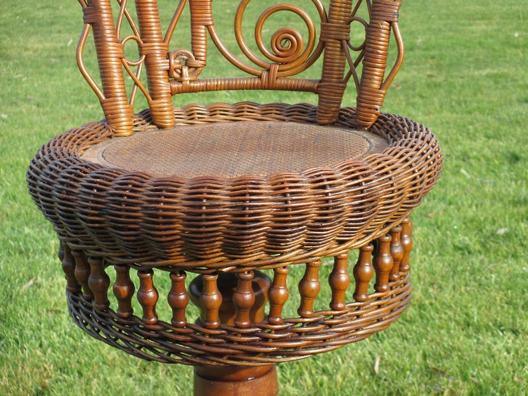 Reed Victorian Wicker Piano Stool For Sale