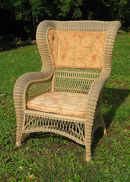 Victorian Rolled Arm Wicker Wingback Armchair
